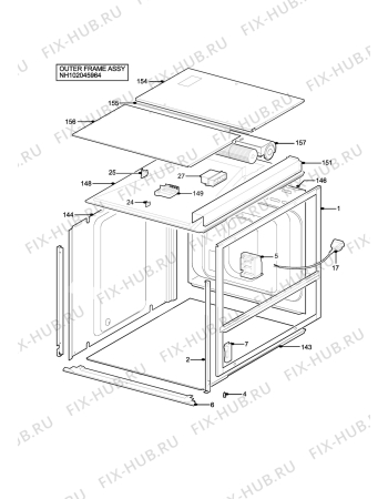 Взрыв-схема плиты (духовки) Electrolux EOG600BN - Схема узла H10 Outer Frame